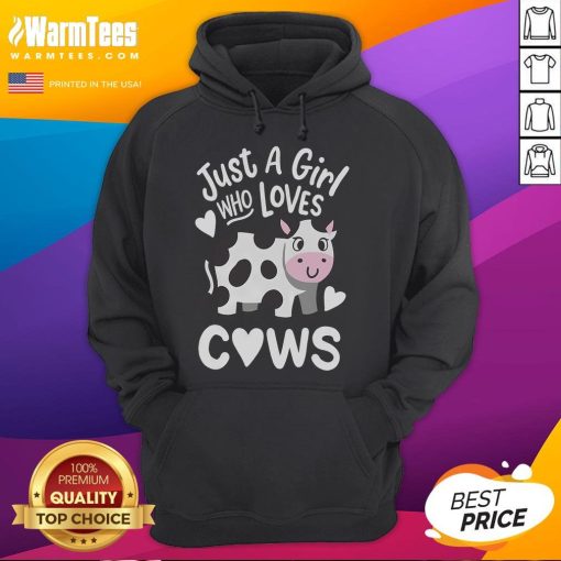 Cute Just A Girl Who Loves Cows Hoodie featuring a playful cow graphic, perfect for cow lovers and casual wear.