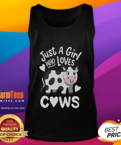 Alt Text: Cute tank top for girls featuring 'Just a Girl Who Loves Cows' design, perfect for cow lovers and casual wear.