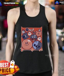Cute Kirby puffball drop tank top featuring vibrant colors and a playful design, perfect for casual summer wear.