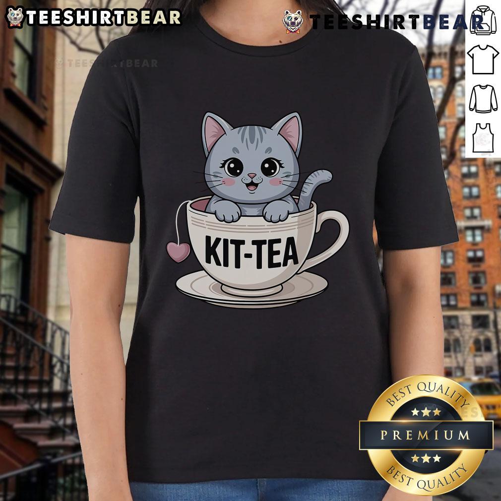 Cute Kit Tea Cat Tea Ladies Tee Cute Kit Tea Cat Tea Ladies Tee featuring a playful cat design, perfect for tea lovers and cat enthusiasts.