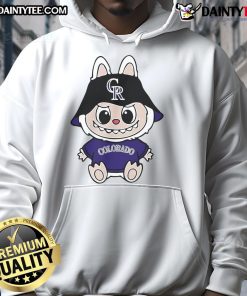 Adorable Cute Labubu Colorado Rockies hoodie featuring vibrant colors and a cozy design, perfect for fans.