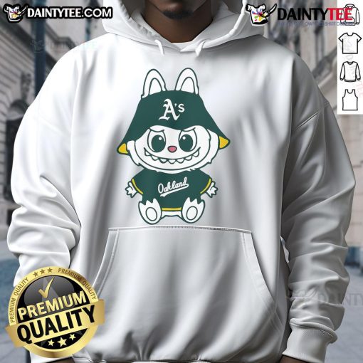 Alt Text: Cute Labubu Oakland Athletics hoodie featuring vibrant team colors and a stylish design, perfect for fans.