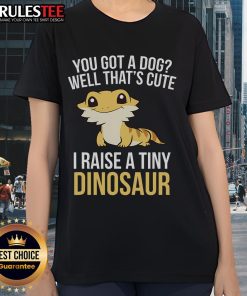 Alt Text: Cute lizard and gecko with a bearded dragon pet, showcasing a tiny dinosaur theme on a ladies' tee design.