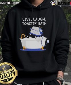 Cute Mandatory Fun Day hoodie featuring a playful toaster design with 'Live Laugh' text, perfect for cozy wear.