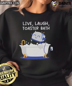 Alt Text: Cute Mandatory Fun Day sweatshirt featuring a playful toaster design with 'Live Laugh' text, perfect for cozy vibes.