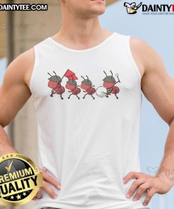Cute matching ants on a tank top with the phrase Ants Go Marching, perfect for kids and insect lovers.