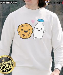 Cute milk and cookies food pair sweatshirt featuring love for cookies and milk, perfect for cozy vibes.