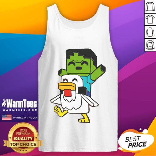 Adorable Minecraft baby zombie chicken jockey tank top featuring vibrant graphics and playful design for fans.
