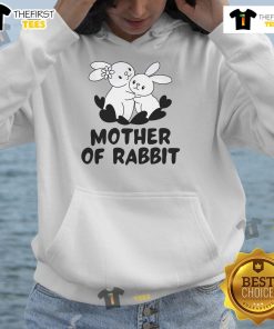 Alt Text: Cute mother of rabbits wearing a funny hoodie for pet lovers, perfect for Mother's Day gifts.