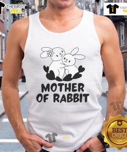 Cute mother of rabbits wearing a funny tank top, perfect for pet lovers celebrating Mother's Day.