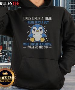 Cute hoodie featuring 'Once Upon A Time There Was A Boy Who Loved Penguins' design for kids and penguin lovers.