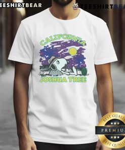 Alt Text: Cute Peanuts Snoopy X Joshua Tree National Park T-Shirt featuring Snoopy against a desert landscape backdrop.