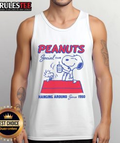 Alt Text: Cute Peanuts Social Club tank top design featuring fun characters, perfect for casual wear since 1950.