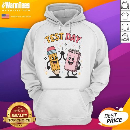 Alt Text: Cute pencil and notebook high five on a star hoodie, perfect for students and creative minds.