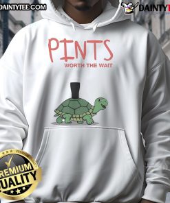 Cute Pints Worth The Wait Turtle Hoodie featuring a playful turtle design, perfect for cozy casual wear.