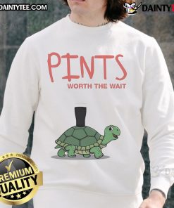 Alt Text: Cute Pints Worth The Wait turtle sweatshirt in vibrant colors, perfect for casual wear and turtle lovers.