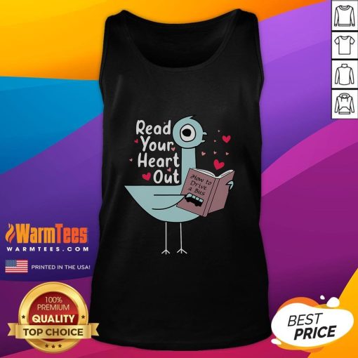 Cute Read Your Heart Out Pigeon Book Lover Tank Top featuring a playful pigeon graphic and vibrant colors.