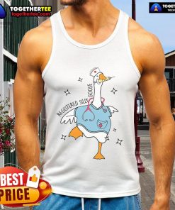 Funny nurse goose meme on a tank top, showcasing a cute registered silly goose in a hospital humor design.