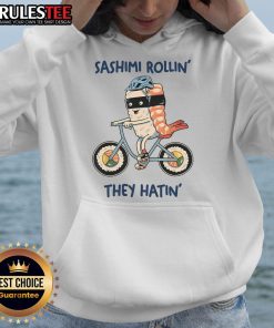 Adorable Cute Sashimi Rollin They Hatin Bicycle Hoodie featuring vibrant sushi graphics and a cozy design perfect for sushi lovers.