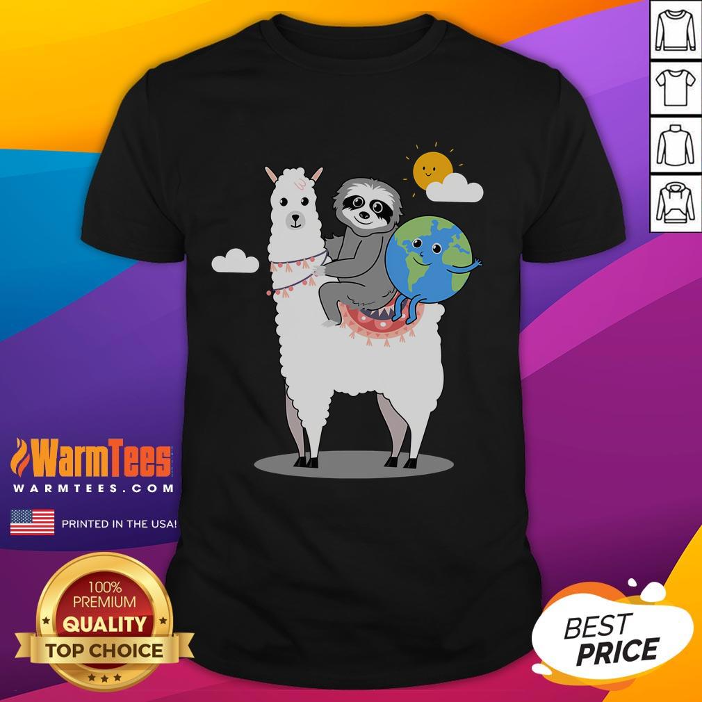 Cute Sloth Llama Earth Day Planet T Shirt Cute Sloth Llama Earth-Day Planet T-Shirt featuring a playful sloth and llama on a vibrant earth-themed design.