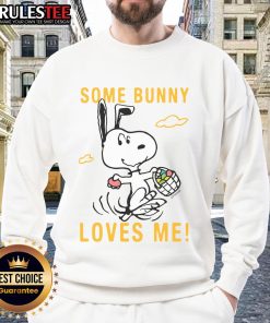 Alt Text: Cute Snoopy Peanuts Some Bunny Loves Me sweatshirt featuring a playful design with vibrant colors and cozy style.
