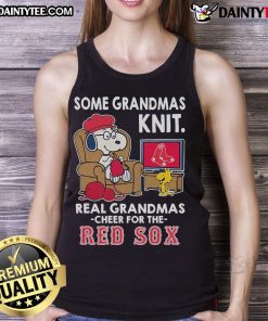 Cute Snoopy the Peanuts tank top for grandmas cheering for the Boston Red Sox - perfect for baseball fans.