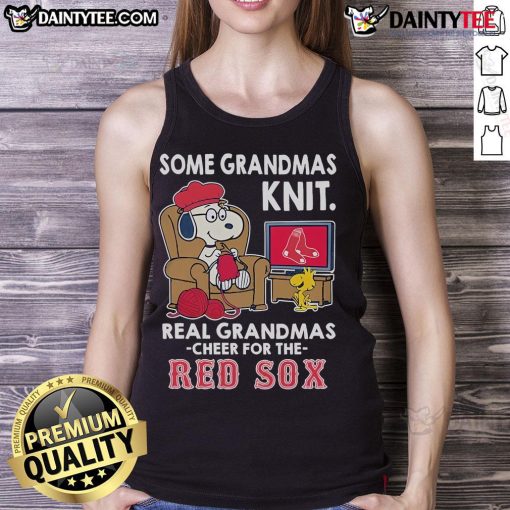 Cute Snoopy the Peanuts tank top for grandmas cheering for the Boston Red Sox - perfect for baseball fans.