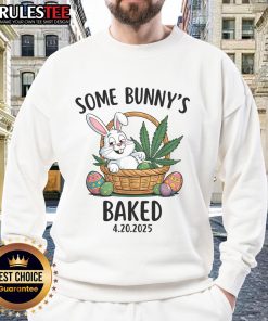 Alt Text: Cute bunnies in Easter-themed humor on a 4.20 meme sweatshirt, perfect for festive and fun spring celebrations.