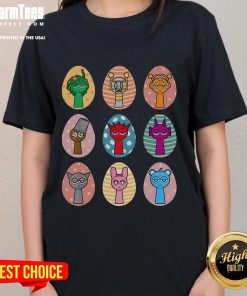 Adorable Cute Sprun Ki Dandy's World Easter Egg Ladies Tee featuring vibrant colors and playful design for Sprun Ki lovers.
