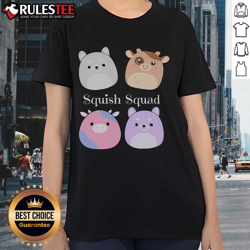 Cute Squish Squad Stuffed Animal Mallow Plush Collector Soft Toy Ladies Tee Cute Squish Squad stuffed animal Mallow plush collector soft toy on a ladies tee, perfect for cozy casual wear.