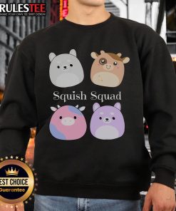 Alt Text: Cute Squish Squad stuffed animal Mallow plush collector soft toy sweatshirt featuring vibrant colors and adorable design.