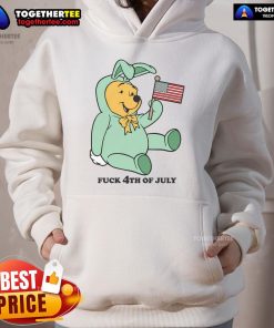 Alt Text: Cute Winnie the Pooh hoodie featuring the American flag, perfect for 4th of July celebrations.