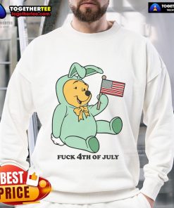 Alt Text: Cute Winnie the Pooh sweatshirt featuring 4th of July design with American flag, perfect for festive celebrations.