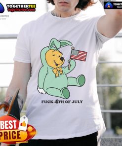 Adorable Cute Winnie The Pooh 4th of July T-Shirt featuring American flag design, perfect for celebrating Independence Day.