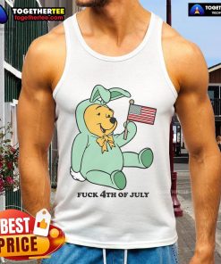 Cute Winnie the Pooh tank top featuring the American flag for 4th of July celebrations.
