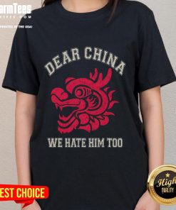 Deer China We Hare Him Too Dragon Head Ladies Tee featuring a colorful graphic design on a stylish women's shirt.