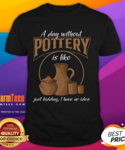 Alt Text: Funny A Day Without Pottery Is Like I Have No Idea T-Shirt design featuring vibrant colors and playful text.