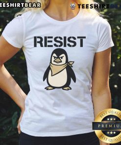 Funny angry penguin graphic on a ladies tee, perfect for protest themes and showing resistance with humor.