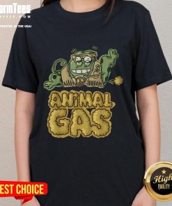 Funny animal gas farting frog design on ladies tee, perfect for quirky fashion lovers and animal enthusiasts.