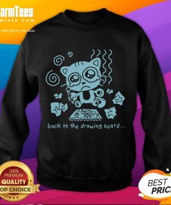 Cute cat design on a Funny Back to the Drawing Board sweatshirt, perfect for animal lovers and cozy fashion enthusiasts.