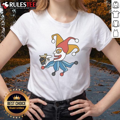 Funny Balatro April Fools Jimbo Ladies Tee featuring a humorous design perfect for April Fools' Day celebrations.