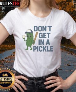 Funny baseball 'Don't Get In A Pickle' ladies' tee featuring a playful design, perfect for baseball fans and casual wear.