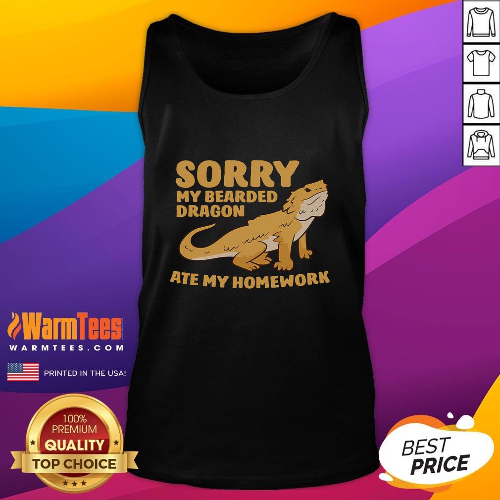 Funny Bearded Dragon School My Bearded Dragon Ate My Homework Tank Top Funny bearded dragon tank top with the phrase 'My Bearded Dragon Ate My Homework' featuring a whimsical dragon design.