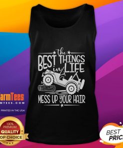 Summer truck tank top with messy hair, showcasing the funny best things in life and carefree vibes.
