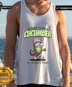 Funny 'Busier Than A Cucumber In A Women's Prison' Easter Tank Top design featuring vibrant colors and playful graphics.