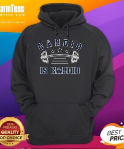 Funny Cardio Is Hardio Workout Hoodie featuring playful graphics for fitness enthusiasts looking to add humor to their gym attire.