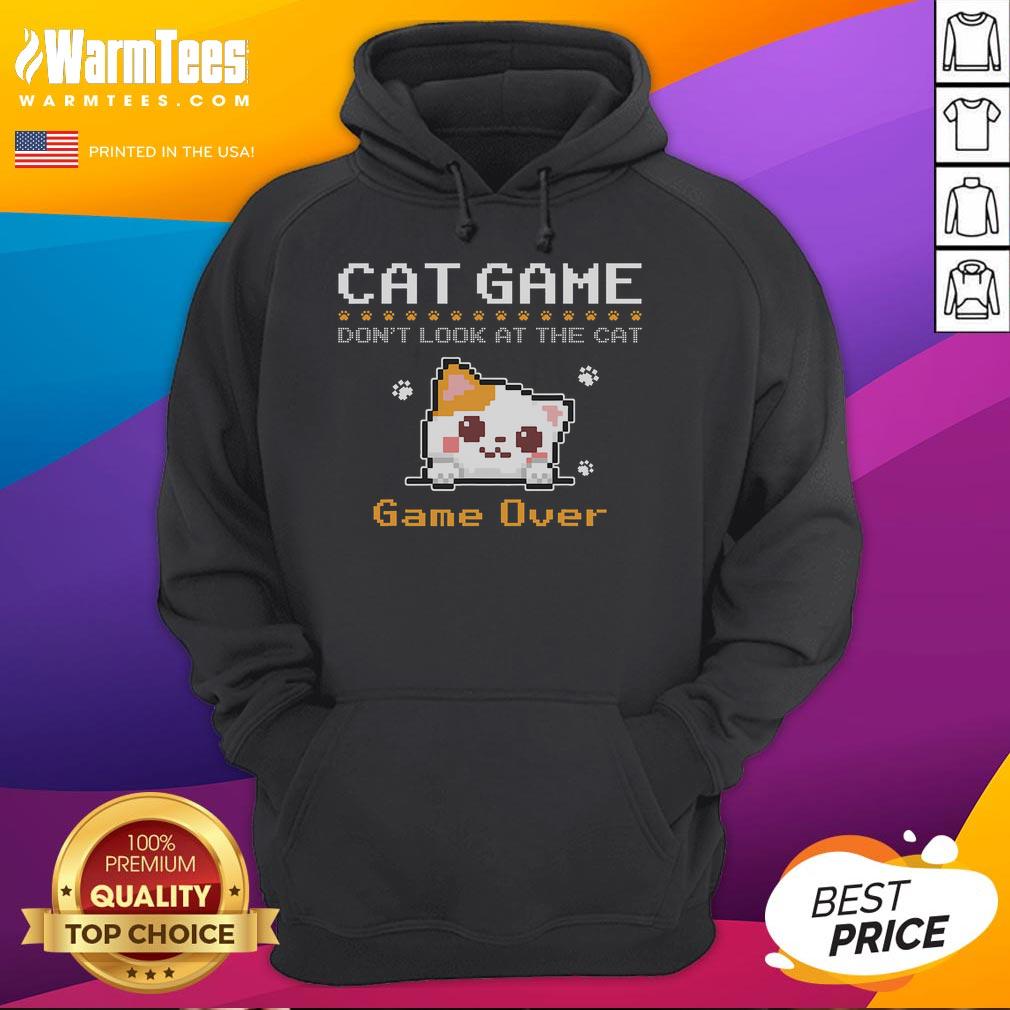 Funny Cat Game Don'T Look At The Cat Gamer Pixel Art Hoodie Funny cat game 'Don't Look at the Cat' pixel art hoodie featuring a playful cat design, perfect for gamers.
