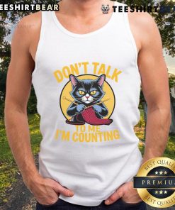 Alt Text: Funny cat tank top for knit lovers featuring Don't Talk To Me, I'm Counting design, perfect for knitting enthusiasts.