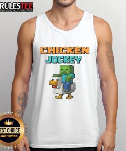 Alt Text: Funny Chicken Jockey Zombie pixel art on a gamer tank top, perfect for zombie and gaming enthusiasts.
