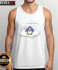 Alt Text: Funny Club Penguin We've Been Tariffed tank top featuring playful penguin design and vibrant colors.